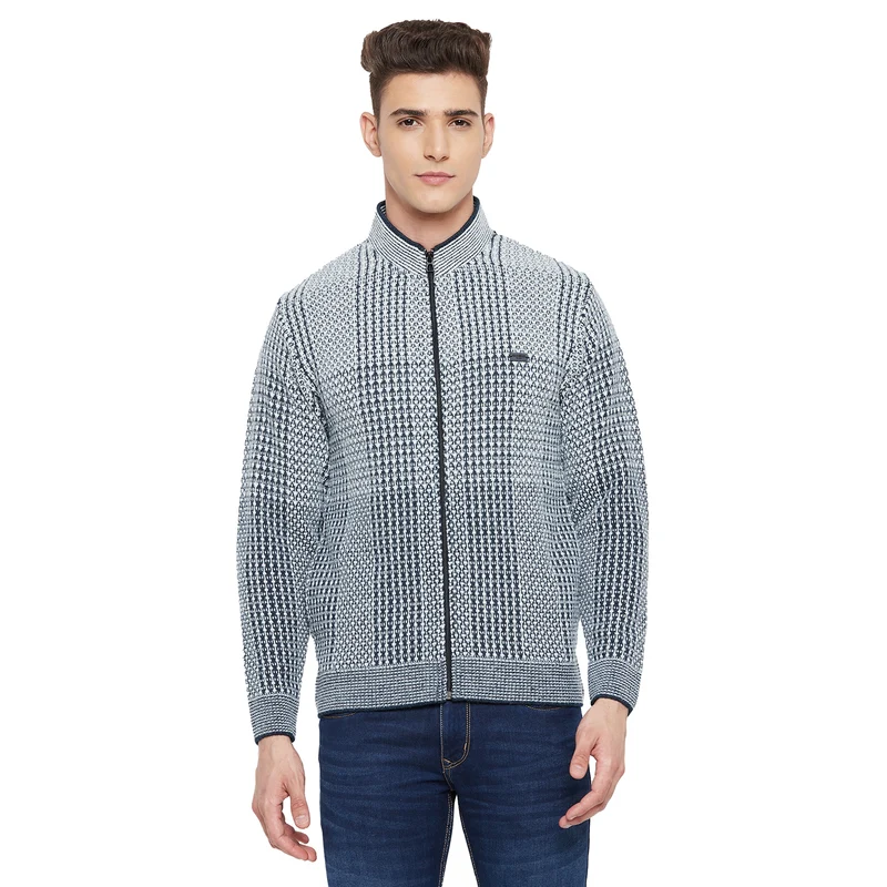 Duke Urban Men Full Sleeve Zipper Sweater (SDS2090) Navy / M / Self Design