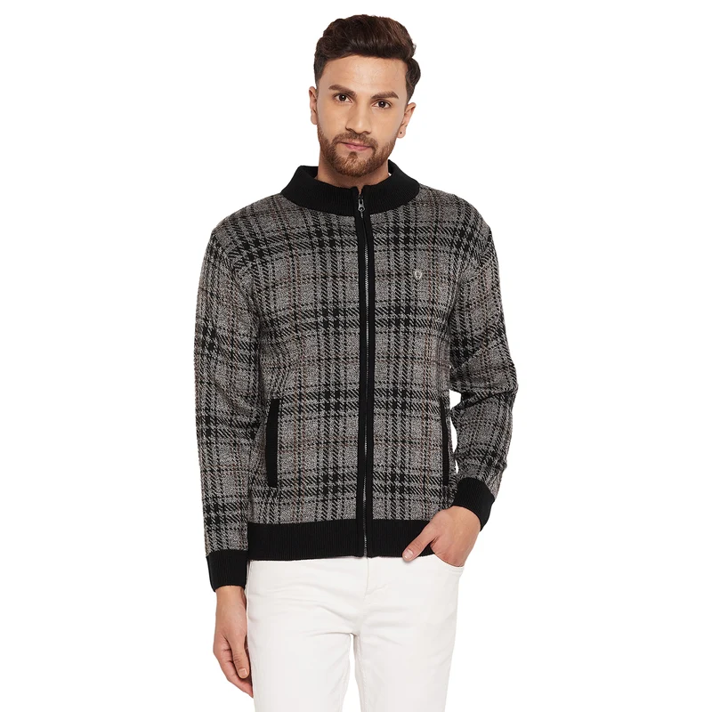 Duke Urban Men Full Sleeve High Neck Sweater (SDS684R) Black / XL / Checkered