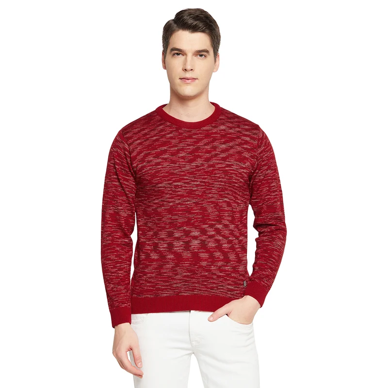 Duke Urban Men Full Sleeve Round Neck Sweater (SDS8083) Wine / S / Self Design