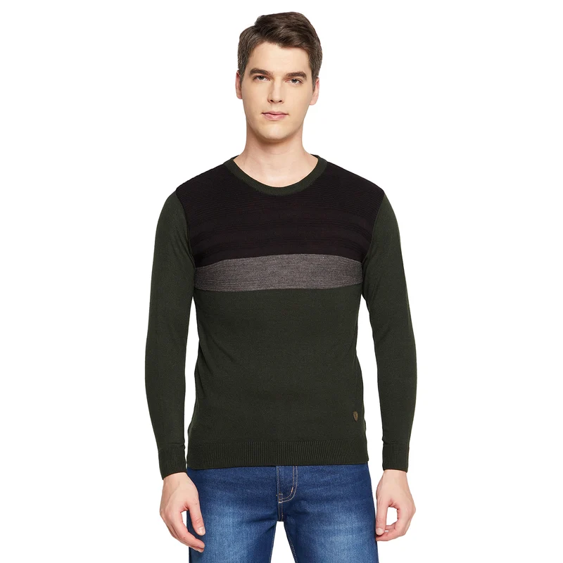 Duke Urban Men Full Sleeve Round Neck Sweater (SDS8094) Black / M / Color Block