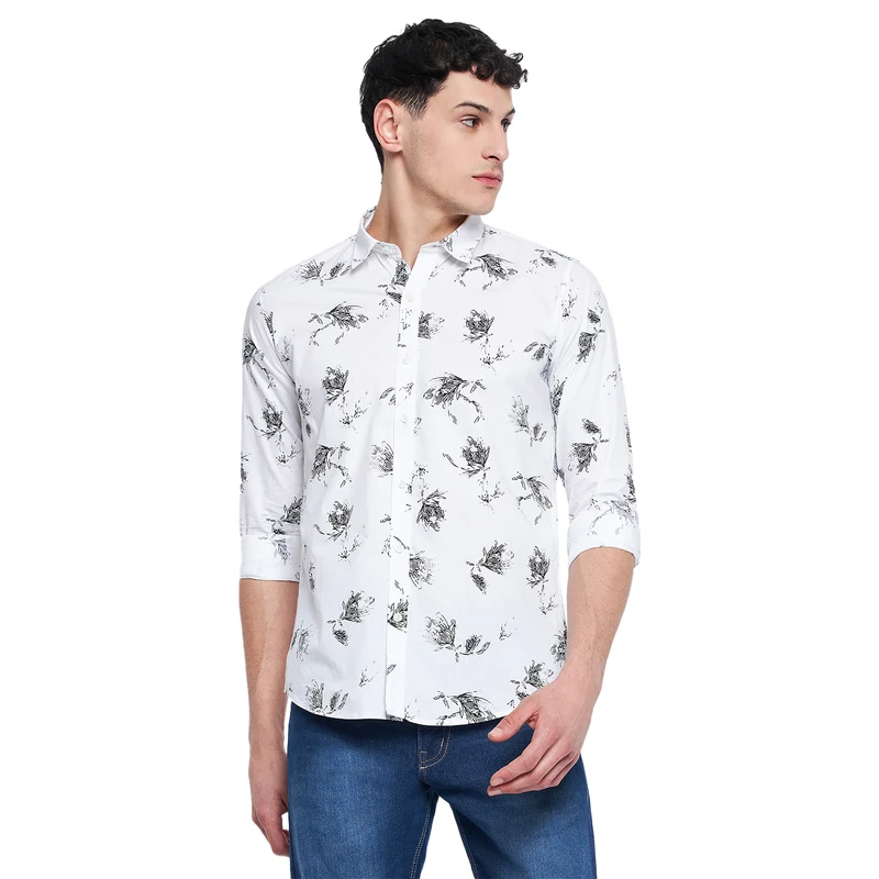 Duke Urban Men Full Sleeve Cotton Shirts (SD7PRSHQ) White / M / Printed