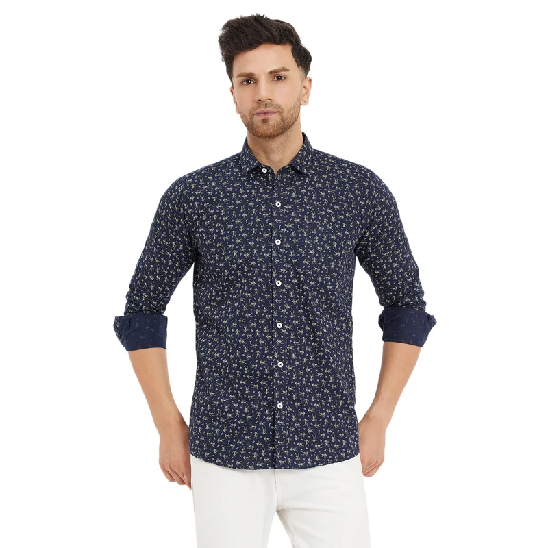 Duke Urban Men Full Sleeve Cotton Shirts (SDO8PROG) Navy / L / Printed