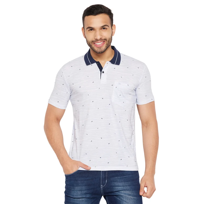 Duke Stardust Men Half Sleeve Polo Neck Cotton T-shirt (4260) Baltic Blue / S / Printed