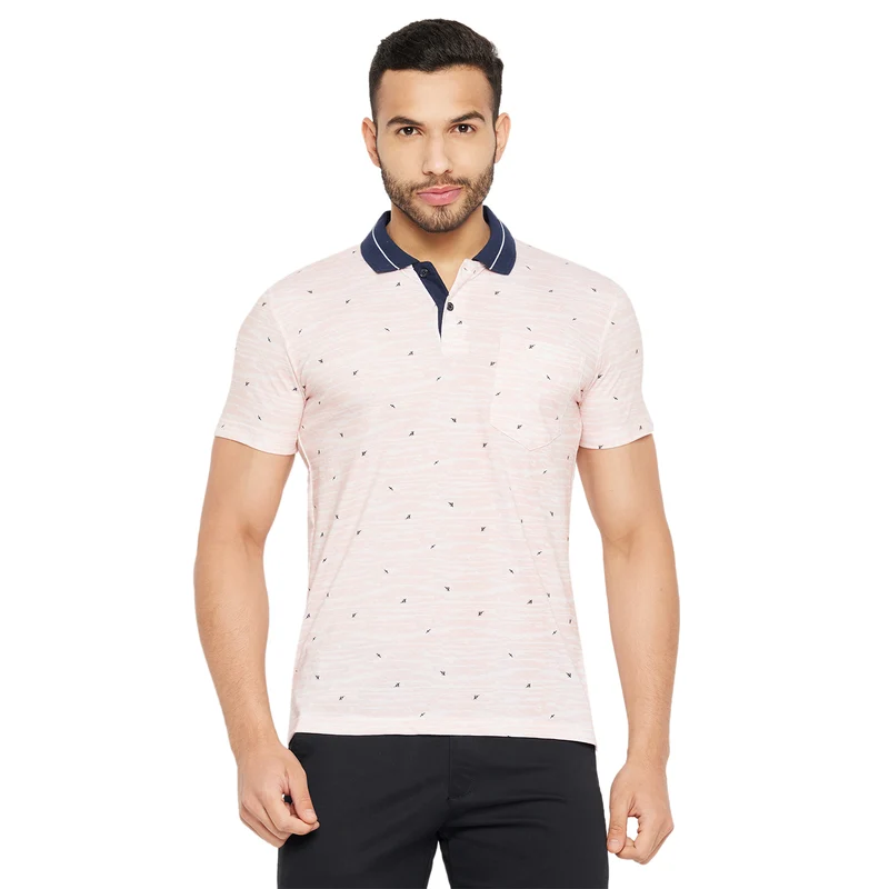 Duke Stardust Men Half Sleeve Polo Neck Cotton T-shirt (4260) Peach / XXL / Printed