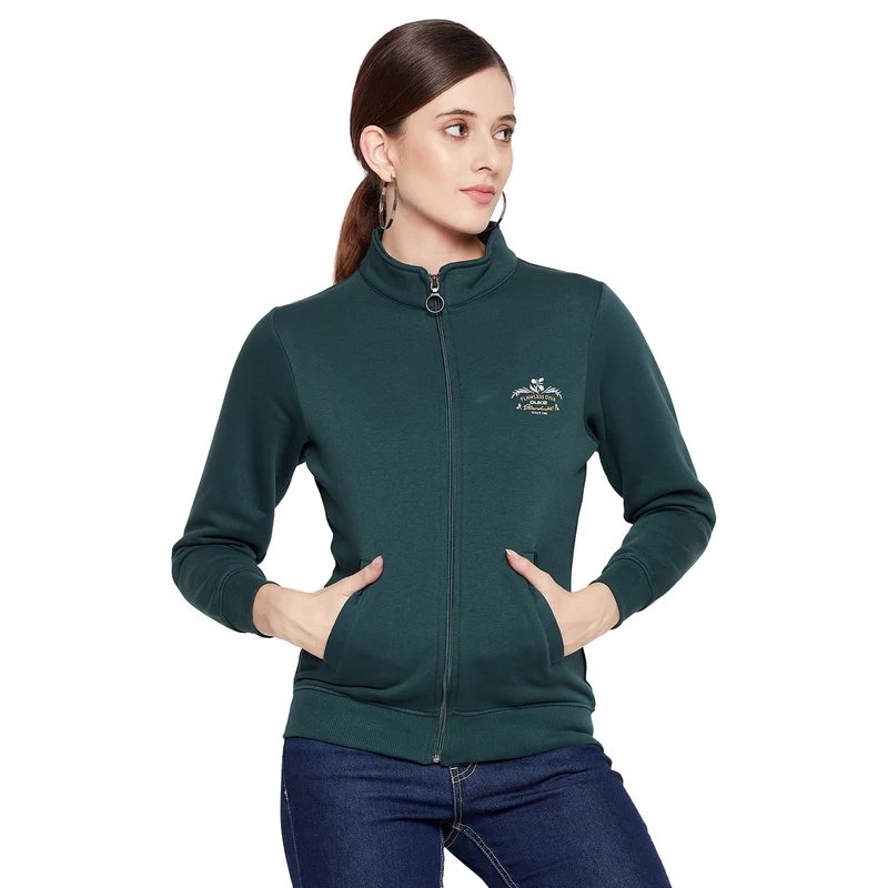 Duke Urban Women Full Sleeve Zipper Sweatshirt (LFX870) Teal / S / Solid