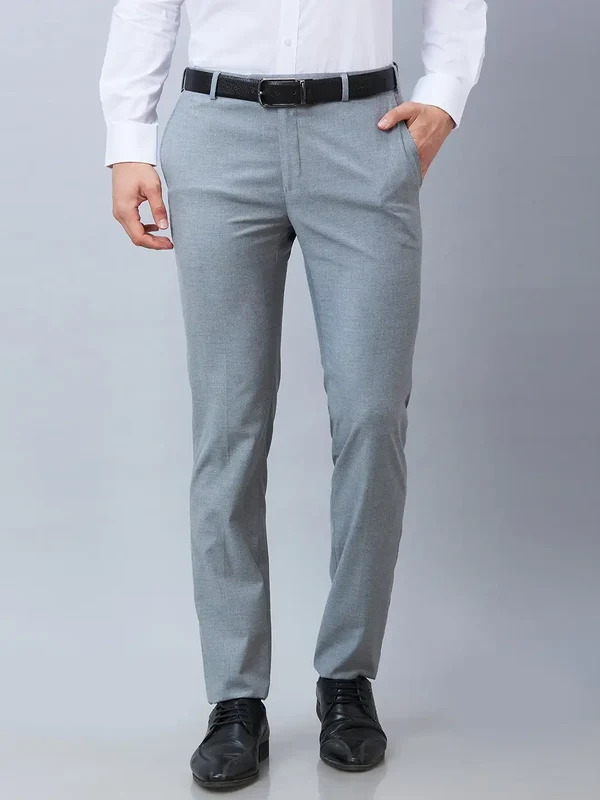 Raymond Men Grey Slim Fit Solid Trouser 38 / Grey