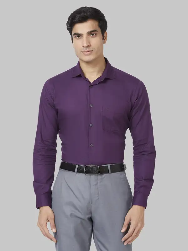 Park Avenue Men Violet Slim Fit Solid Casual Shirt 46 / Violet