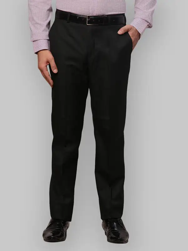 Park Avenue Men Black Smart Fit Solid Trouser 38 / Black