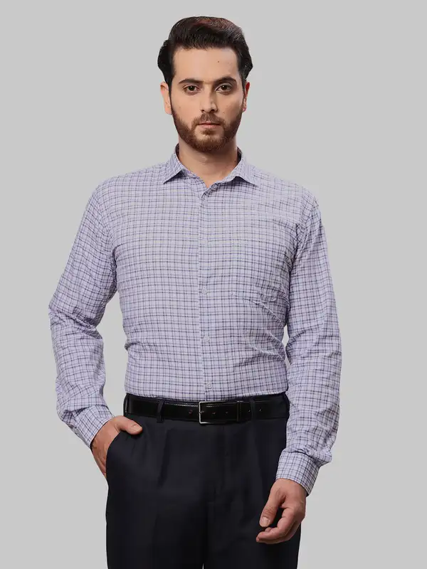 Park Avenue Men Purple Slim Fit Checks Casual Shirt 44 / Purple