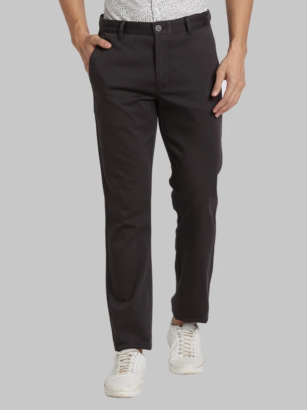 Parx Men Grey Slim Tapered Fit Solid Trouser 32 / Grey
