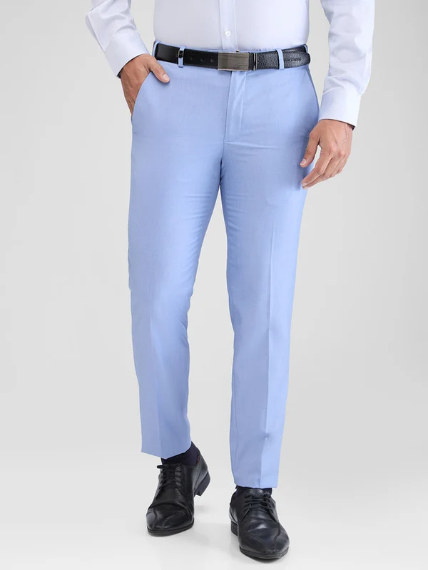 Park Avenue Men Blue Neo Fit Solid Trouser 36 / Blue