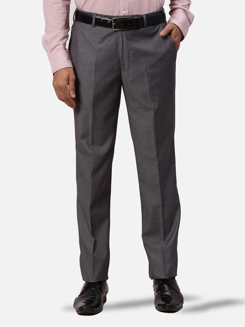Park Avenue Men Grey Slim Fit Solid Trouser 32 / Grey