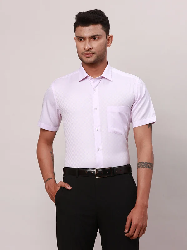 Park Avenue Men Purple Regular Fit Structure Formal Shirt 44 / Purple