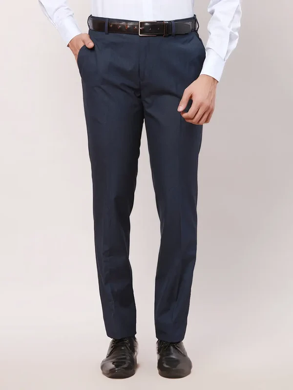 Raymond Men Blue Slim Fit Checks Trouser 34 / Blue