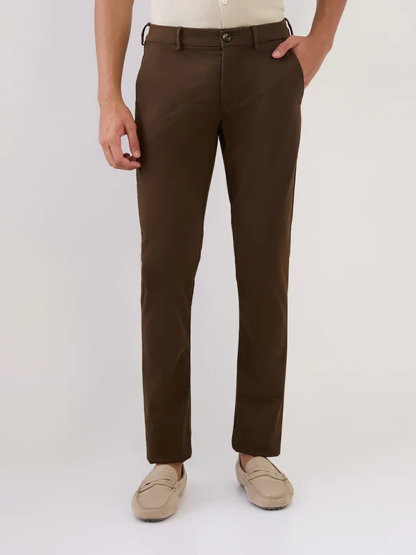 Colorplus Men Green Super Slim Fit Plain Trouser 32 / Green