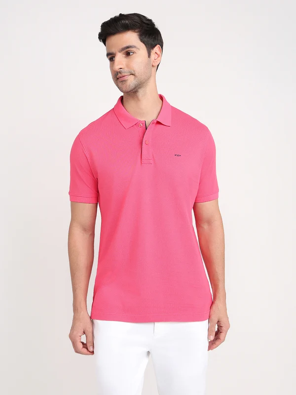 Colorplus Men Red Regular Fit Solid Polo Neck Collar T-Shirt S / Red