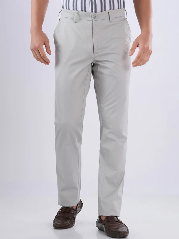 Colorplus Men Grey Slim Fit Twill Trouser 32 / Grey