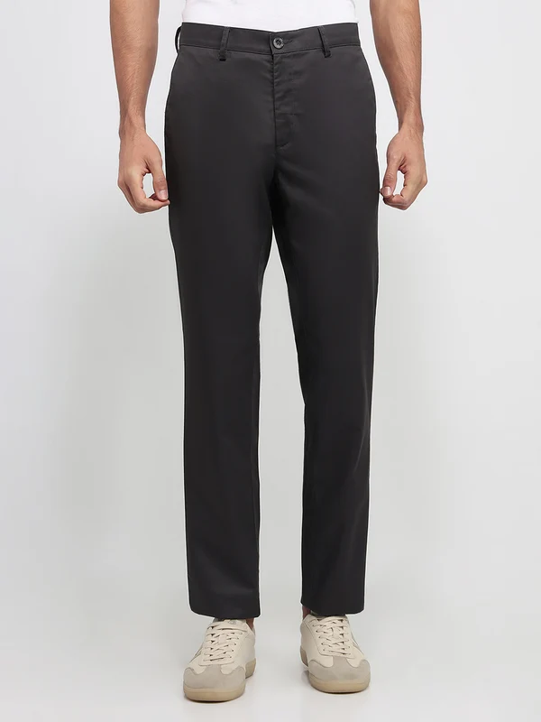 Colorplus Men Grey Slim Fit Twill Trouser 30 / Grey