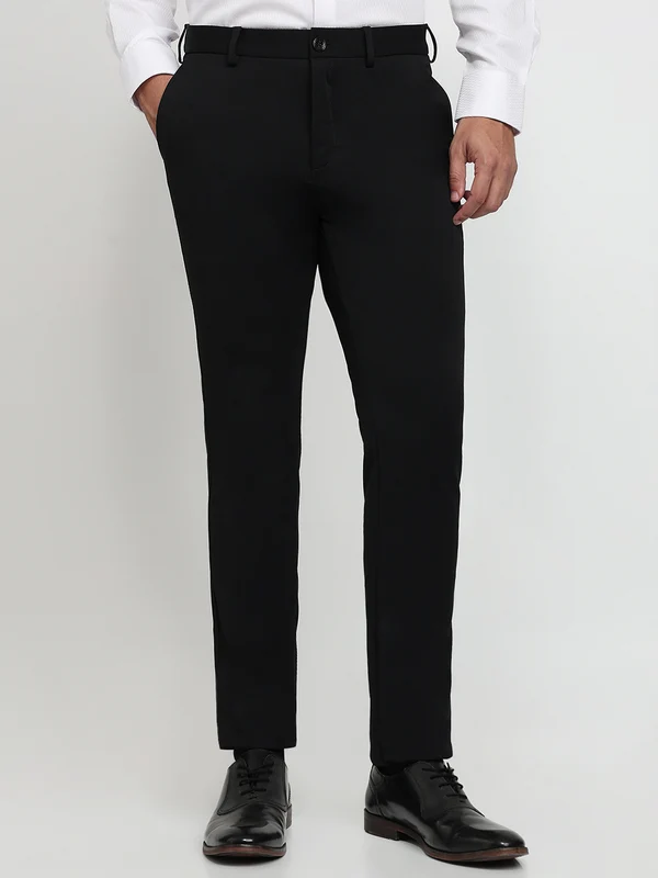 Colorplus Men Black Slim Fit Dobby Trouser 34 / Black