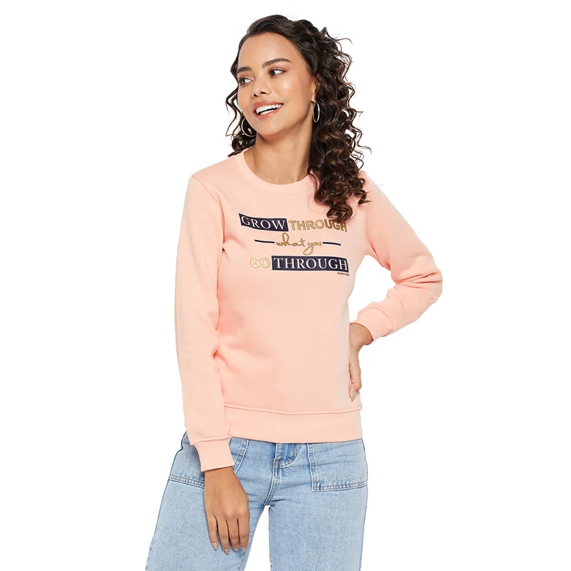 Duke Urban Women Round Neck Sweatshirt (LFX849) Peach Bud / S / Printed
