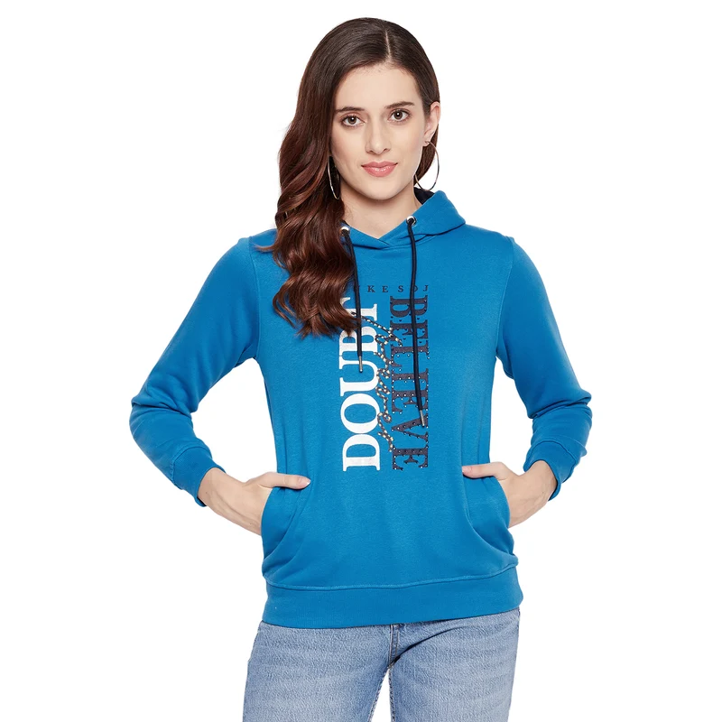 Duke Urban Women Full Sleeve Hooded Sweatshirt (LFX820) Blue Bonnet / M / Printed