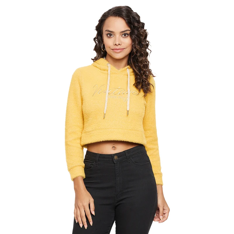 Duke Urban Women Full Sleeve Hooded Sweatshirt (LFX847) Mustard / XXL / Embroidered