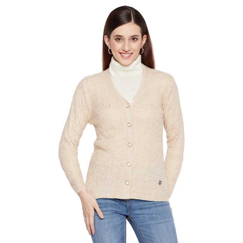 Duke Urban Women Full Sleeve Cardigan (SDS9723) Camel / XL / Self Design