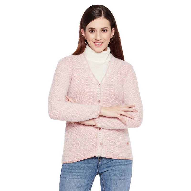 Duke Urban Women Full Sleeve Cardigan (SDS9723) Peach / S / Self Design