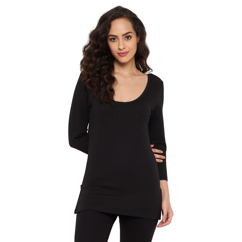 Duke Stardust Women Scoop Neck Thermal (D11BK) Black / M / Solid