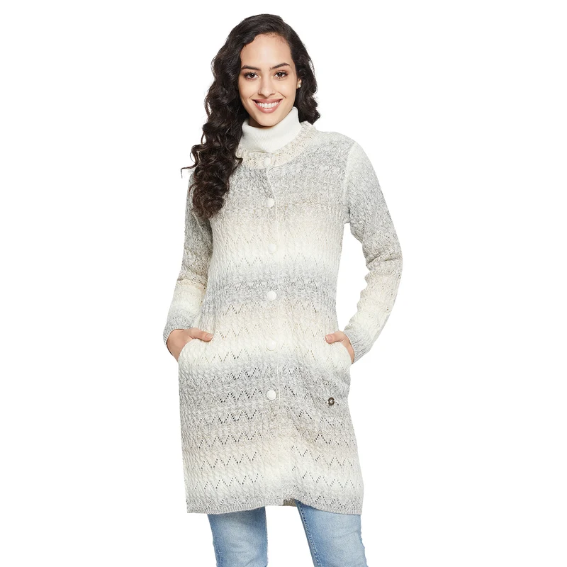 Duke Urban Women Full sleeve Round Neck Cardigan (SDS1097) Brown Mix / XL / Self Design