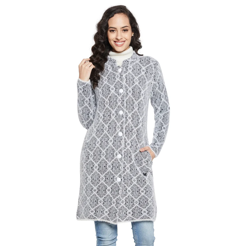 Duke Urban Women Full sleeve Round Neck Cardigan (SDS1098) Black / L / Argyle