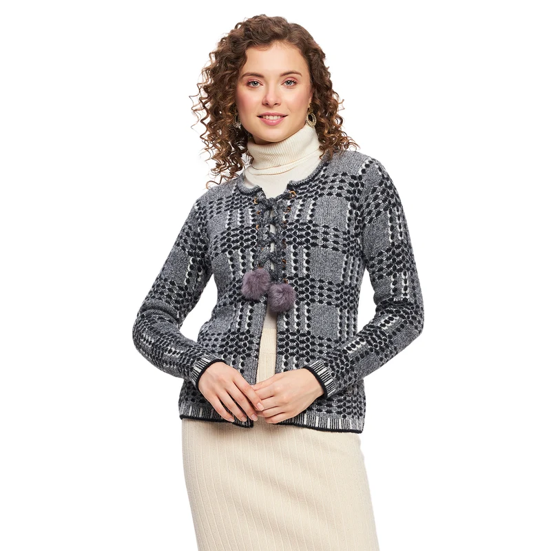 Duke Urban Women Full Sleeve Self Design Cardigan (SDS1047) Black / L / Self Design