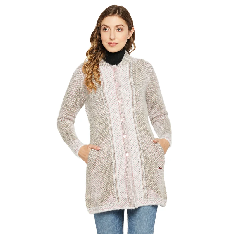 Duke Urban Women Full Sleeve Cardigan (SDS1113) Peach Bud / M / Self Design