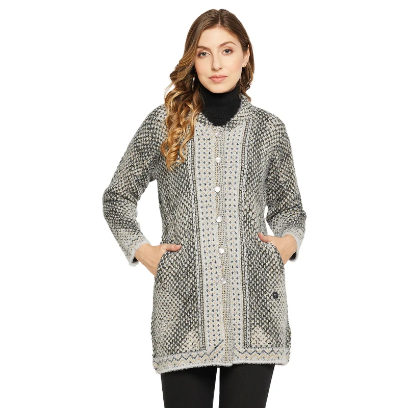 Duke Urban Women Full Sleeve Cardigan (SDS1113) White / XL / Self Design