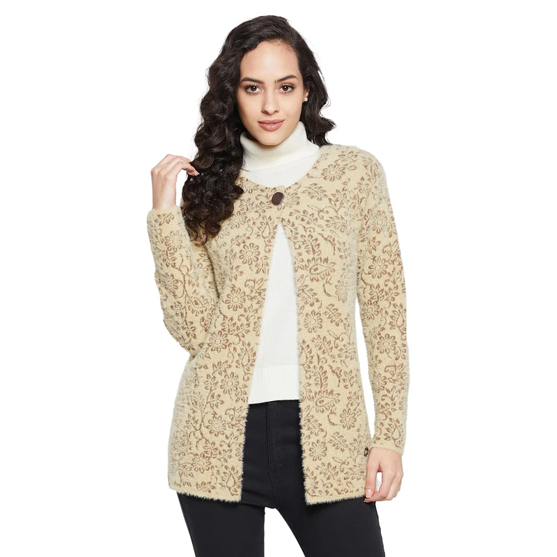 Duke Urban Women Full sleeve Round Neck Cardigan (SDS1132) Fawn / XL / Printed