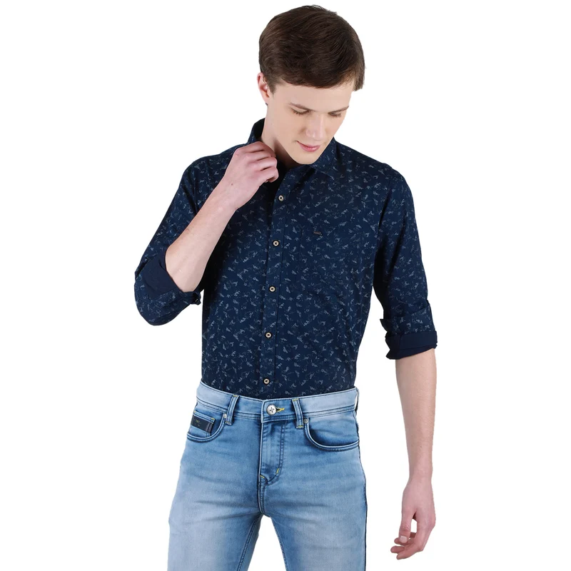 Duke Urban Men Full Sleeve Cotton Shirt (SD7PRIBQ) Denim / XXL / Printed