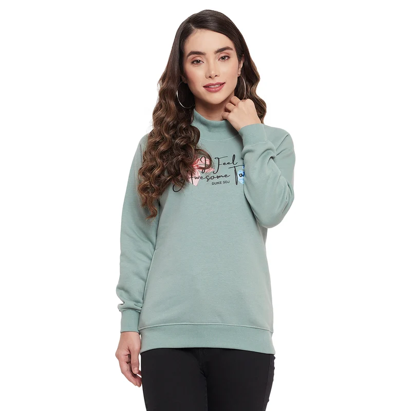 Duke Urban Women Round Neck Sweatshirt (LFX822) Green Spruce / XL / Printed