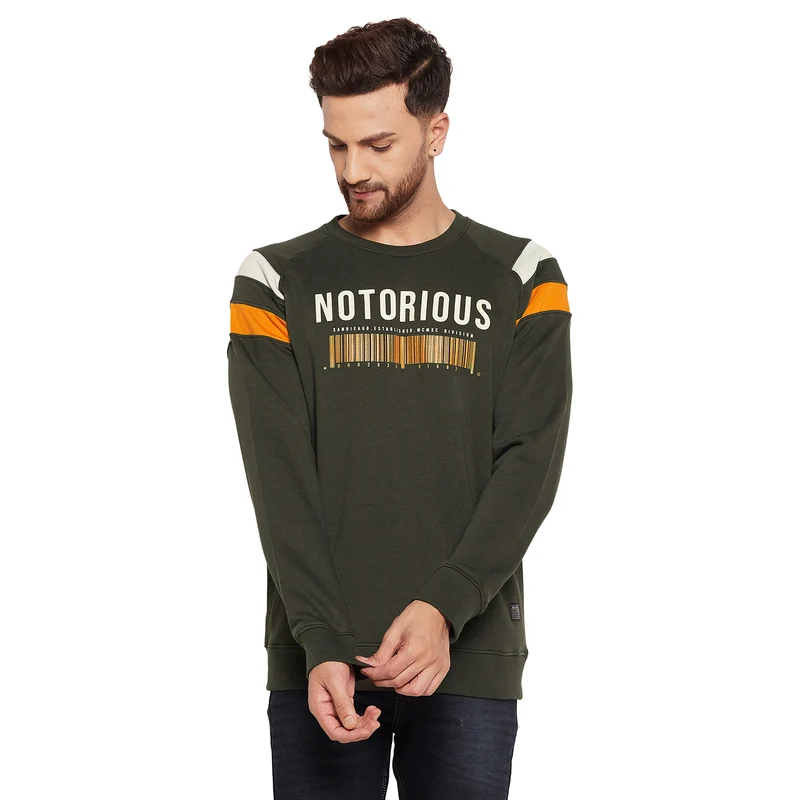 Duke Urban Men Round Neck Sweatshirt (LF6108) Military / XXL / Printed