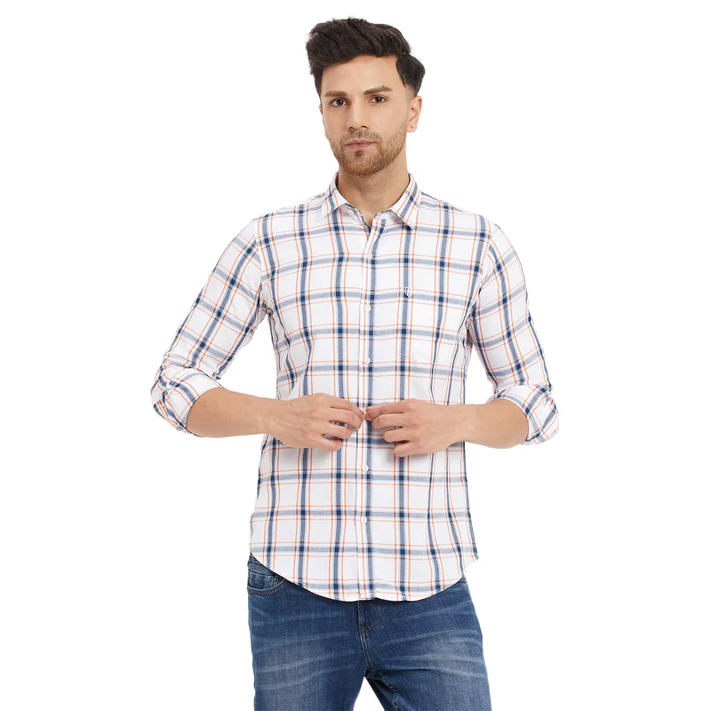 Duke Stardust Men Full Sleeve Cotton Shirt (SD7CKTNQ) White / M / Checkered