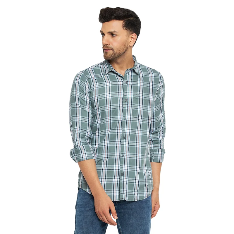 Duke Stardust Men Full Sleeve Cotton Shirts (SD7CKTOQ) Grey Blue / XXL / Checkered
