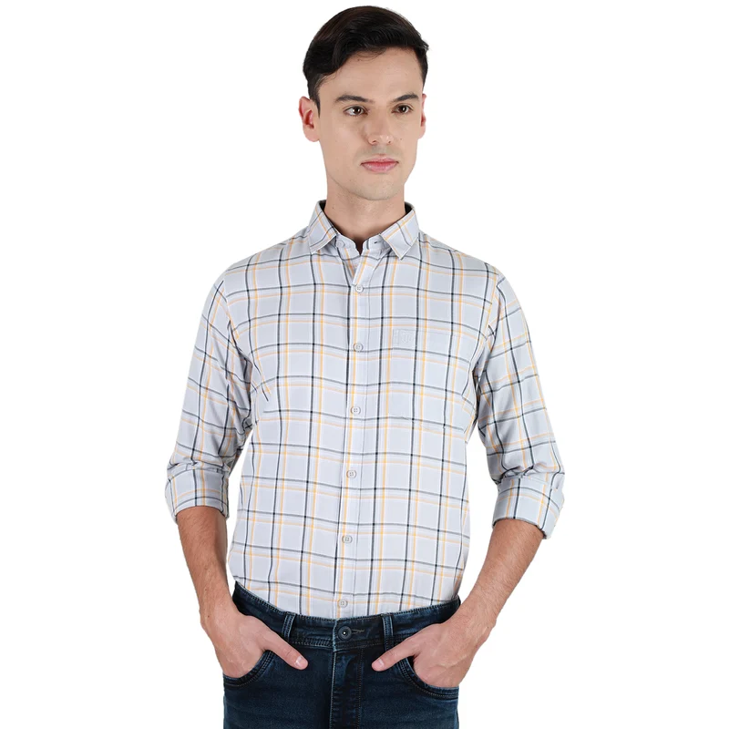 Duke Stardust Men Full Sleeve Cotton Shirt (SD7CKTR) L.Grey / XXL / Checkered