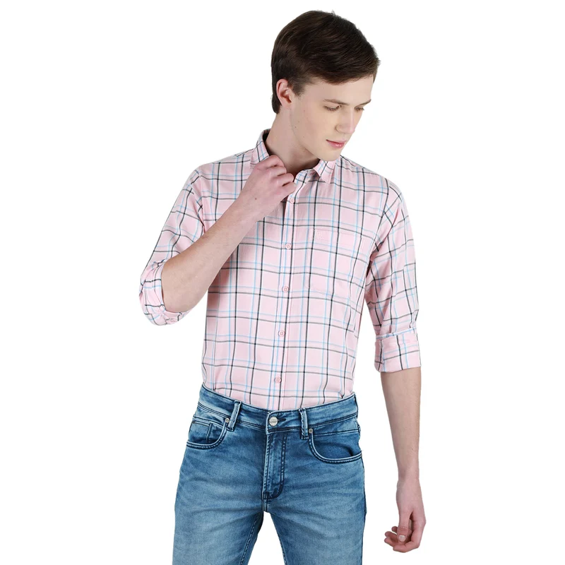 Duke Stardust Men Full Sleeve Cotton Shirt (SD7CKTR) Peach / XL / Checkered