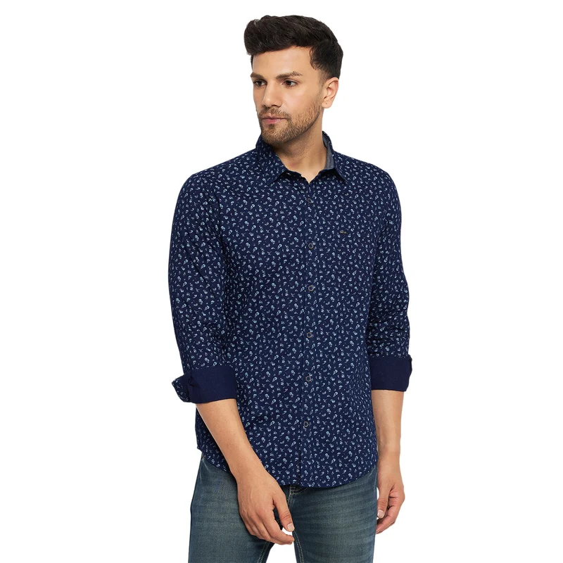 Duke Stardust Men Full Sleeve Cotton Shirts (SD7PRIAQ) Blue / L / Printed