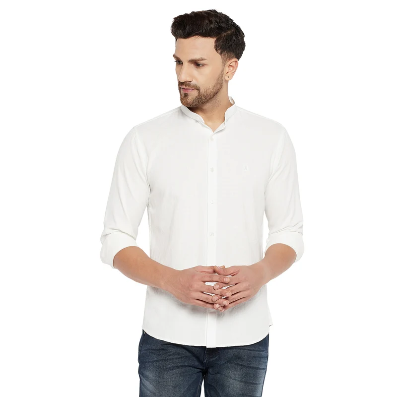 Duke Urban Men Slim Fit Solid Casual Shirt (SD9PLCSQ) White / XL / Solid