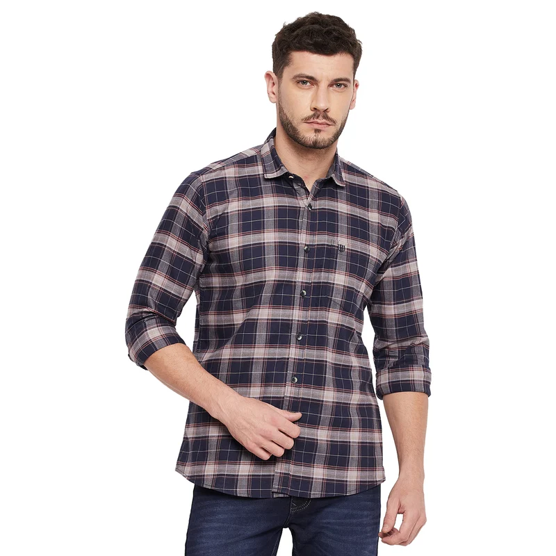 Duke Stardust Men Full Sleeve Cotton Shirt (SDO8CKOA) Ash / XL / Checkered