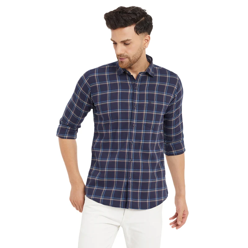 Duke Urban Men Full Sleeve Cotton Shirt (SDO8CKTU) Navy / XL / Checkered