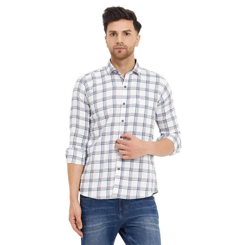 Duke Urban Men Full Sleeve Cotton Shirt (SDO8CKTU) White / L / Checkered