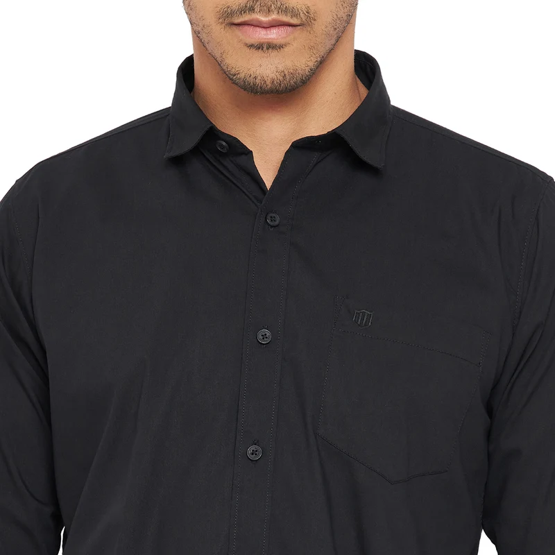 Duke Urban Men Full Sleeve Cotton Shirt (SDO8PLPS) Black / L / Solid