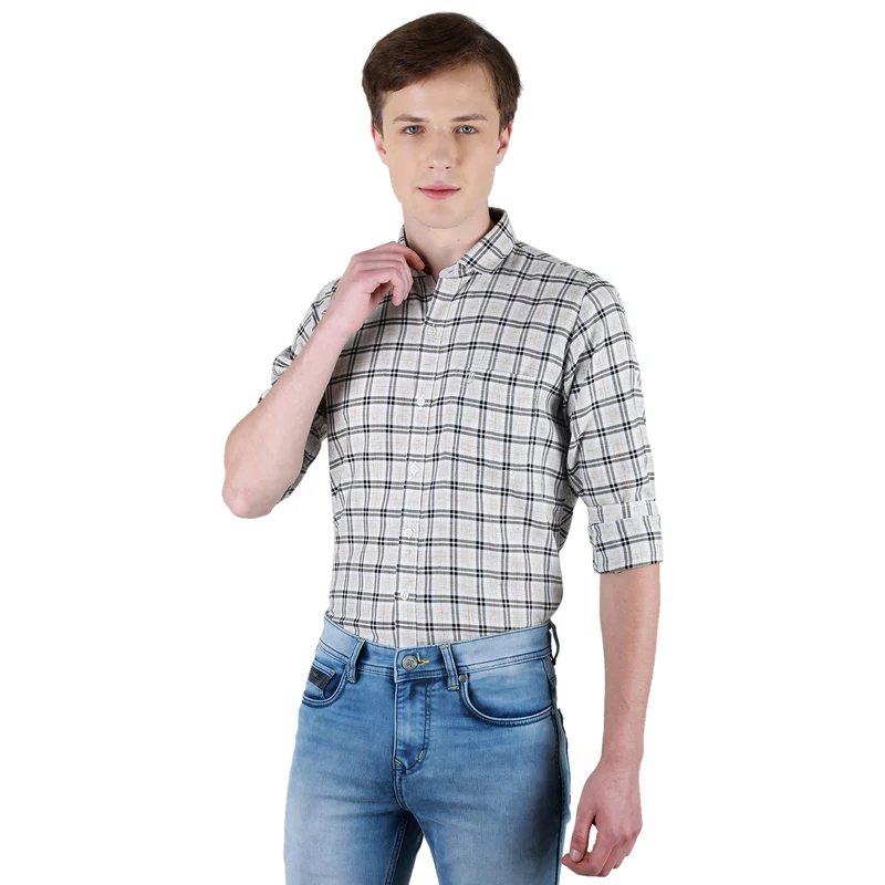 Duke Urban Men Full Sleeve Cotton Shirts (SDO8CKLB) Beige / XL / Checkered