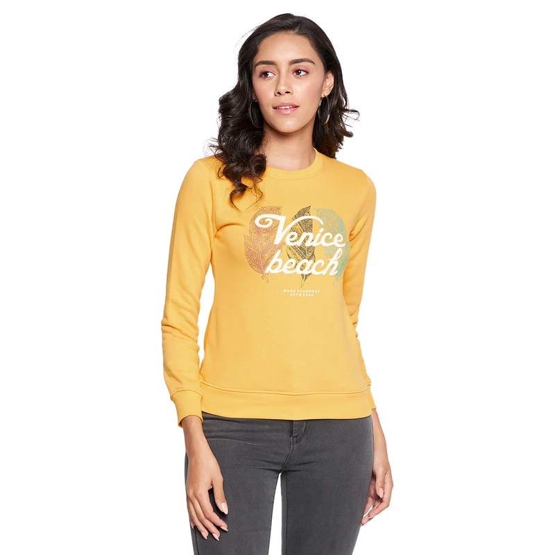 Duke Urban Women Full Sleeve Round Neck Sweatshirt (LFX828) Mango / L / Printed